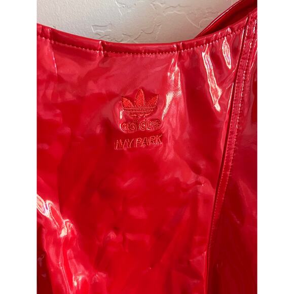 Adidas Originals X Ivy Park Latex Mini Dress Women's Size Medium Red - Picture 6 of 13